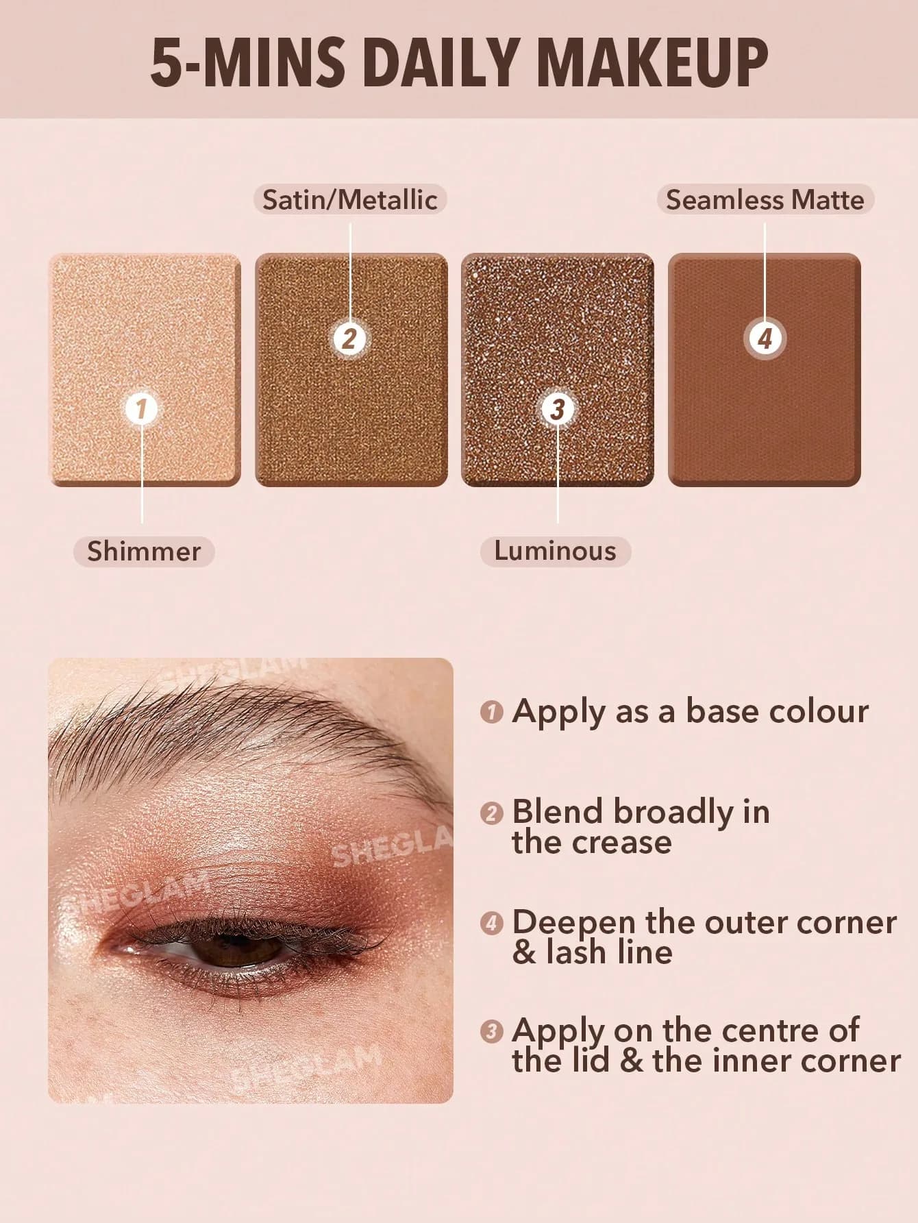 پالت سایه چشم شیگلم — Essential Square Eyeshadow Quad-Veil SHEGLAM